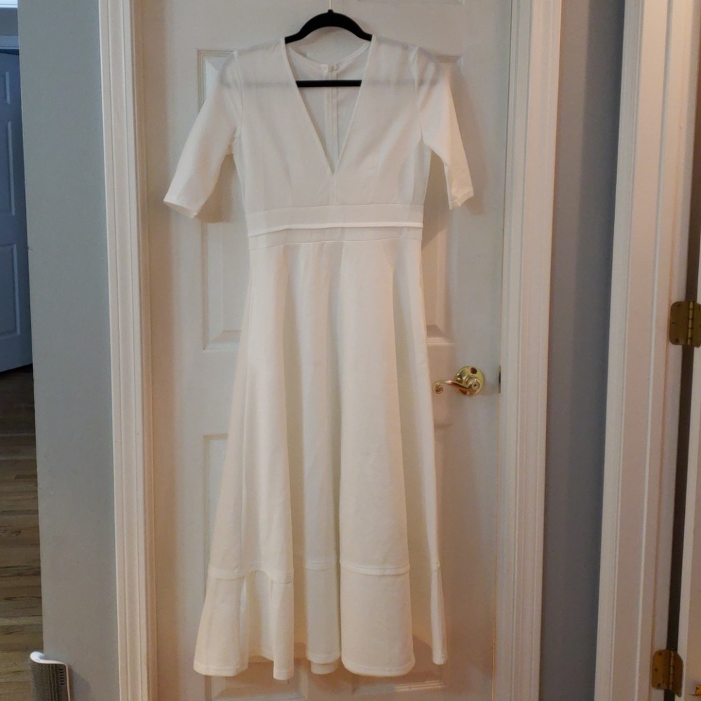 White tea length dress